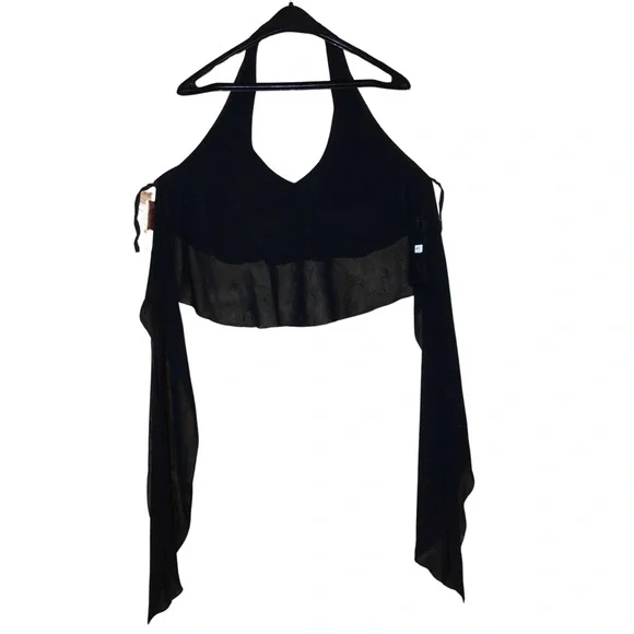 PRADA Black Halter Crop Top | Open Back Tie | Made in Italy | Vintage Minimalist - Picture 3 of 6